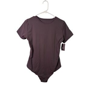 Auden Luxury Collection Mauve Gray Short Sleeve Bodysuit XXL Luxe Stretch NWT